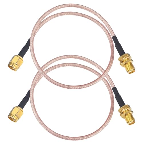 2-Pack RPSMA Coax Cable RG316 RP-SMA Male to RP-SMA Female Bulkhead Mount Coaxial Cable 12inch 30cm WiFi Antenna Extension Jumper Pigtail for WiFi Router Security IP Camera