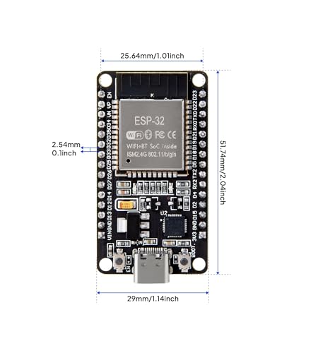 ELEGOO 3PCS ESP-32 Dev Boards, ESP-WROOM-32, USB-C, WiFi Bluetooth 4.2