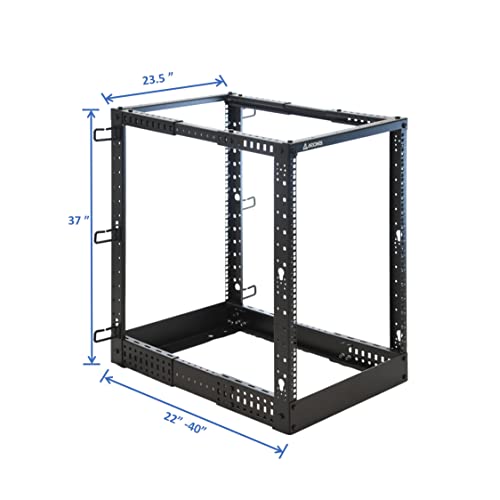 AEONS 18U 4-Post Open Frame Server Rack with Casters, Adjustable Depth - color: B-4POST, size: 18U