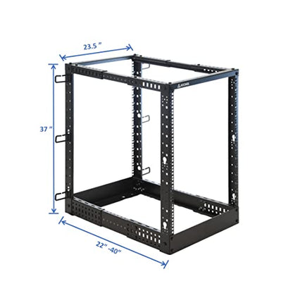 AEONS 18U 4-Post Open Frame Server Rack with Casters, Adjustable Depth - color: B-4POST, size: 18U