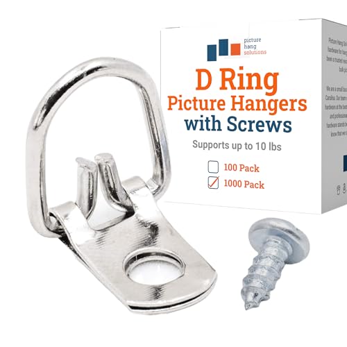 PHS D-Ring Picture Hangers, Holds 10 lb, 1000 Pack with Screws - size: 1000 Pack