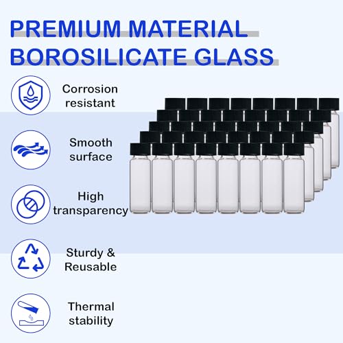 1 Dram Glass Vials, 200 Pack 4mL Clear Glass Oil Bottles with Caps - color: Clear