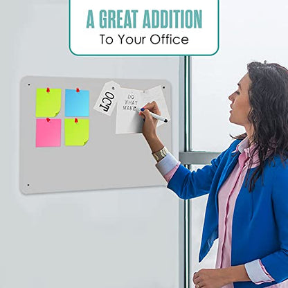 Magnetic Board, Magnet Board for Wall, Large Display Panel, Grey, 18 x 12” - color: Gray