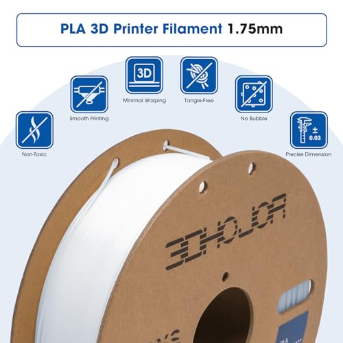 3DHoJor PLA Filament 1.75mm,3D Printing Filament,1kg*2 Cardboard Spool, Fit Most FDM 3D Printer,Dimensional Accuracy +/- 0.03 mm,Vacuum Packaging-2Pack Cold White - color: 2pack Cold White