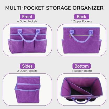 Art Supply Organizer Bag,Craft Organizer Tote Bag for Art Supplies - color: Purple