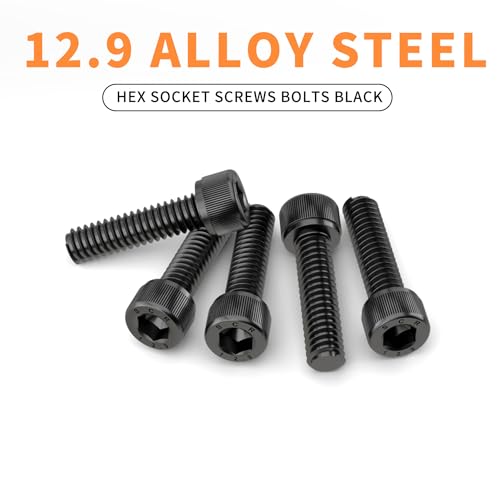 M6 x 20mm 25mm 30mm 35mm 40mm Hex Socket Head Cap Screws Bolts, 12.9 Grade Alloy Steel, Black Oxide Finish, Fully Threaded, Metric Allen Hex Drive, Assortment Kit 50Pcs - size: Hex Socket Head M6x20, 25, 30, 35, 40mm(50pcs)