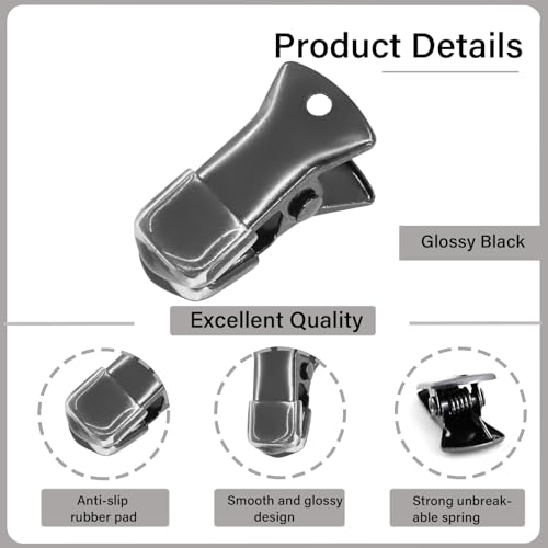 35 Pack Mini Metal Alligator Clips for Crafts Non-Slip Silicone-Coated Retro DIY Badge Small Clips (Glossy Black) - color: Glossy Black