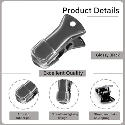 35 Pack Mini Metal Alligator Clips for Crafts Non-Slip Silicone-Coated Retro DIY Badge Small Clips (Glossy Black) - color: Glossy Black
