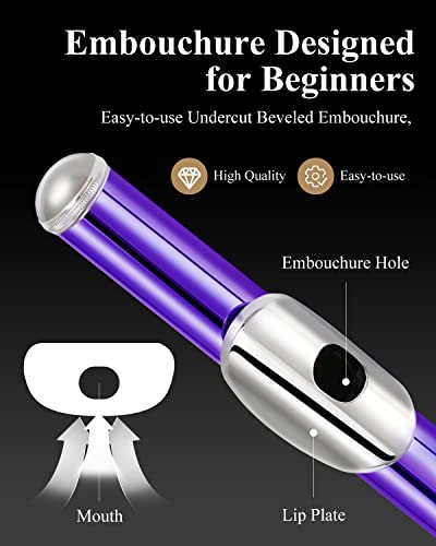 Eastar 16-Key Closed Hole C Flute Kids Beginner, Purple Full Kit, EFL-1Pu - color: Purple