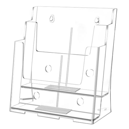 FUCDTEFC Acrylic Brochure Holder 8.5x11 & 4 x9 Inches, Clear 2 Tier Literature Magazine Stand Brochure Display Stand w Removable Divider Universal, Pamphlet Flyer Holder for Wall Mount or Countertop - size: 1 Pack 2-Tier Brochure Holder