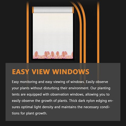 16"x16"x48" Grow Tent Kit - Heavy-Duty 600D Diamond Mylar Lining, 98% Reflective, Viewing Window & Waterproof Floor Tray for Hydroponics Indoor Growing - size: 16"x16"x48"