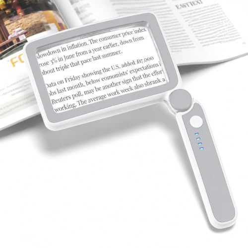 4X Magnifying Glass with Light, Rechargeable LED Page Magnifier for Seniors - color: White