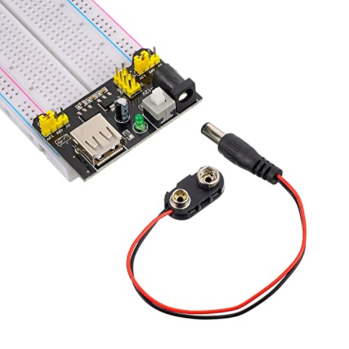 Breadboard Kit with Power Supply Module， Jumper Wires，Battery Clip，830 & 400 tie-Points Breadboard