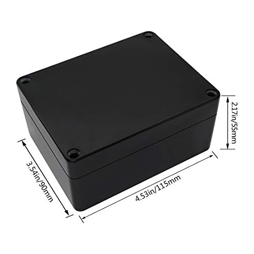 LeMotech ABS Plastic Electrical Project Case Power Junction Box, Project Box Black 4.5" x 3.5" x 2.2" (115 x 90 x 55 mm)(Pack of 2) - color: Black (2 packs), size: 4.5" x 3.5" x 2.2"