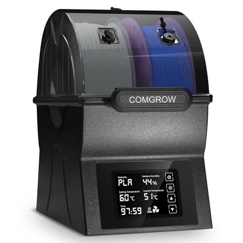 Comgrow Filament Dryer Box, SH02 Dry Box Filament Sealed Storage Box 3D Printer 2 Spools Holder with PTC Fast Heater, Filament Dehydrator with Touch Screen Compatible with PLA PETG TPU ABS 1.75/2.85mm - color: Graphite Black