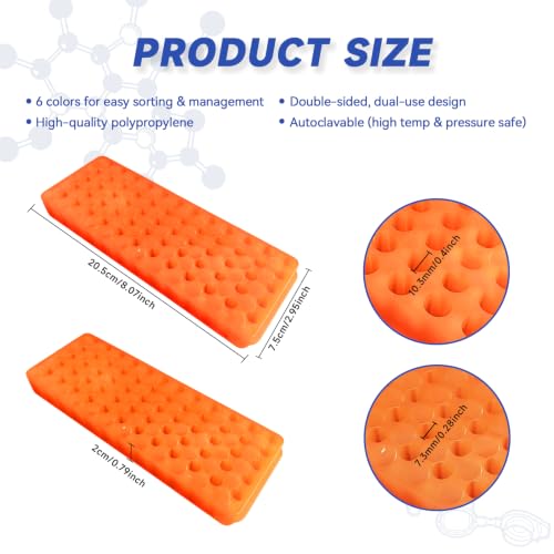 60-Well Centrifuge Test Tube Holder - 8PCS Tube Rack，for 0.5-2 ml Test Vials Chemistry Laboratory，Assorted Colors