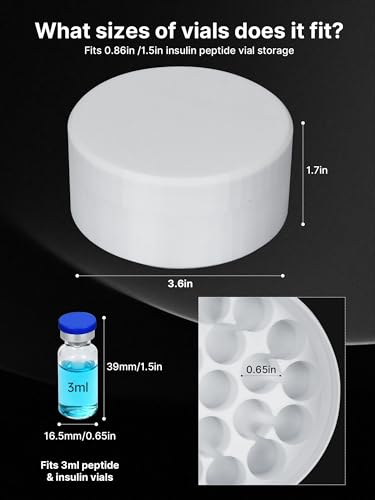 3ml Peptide Case & Insulin Vial Storage Holder, Peptide Travel Case - color: 19 Shots-white