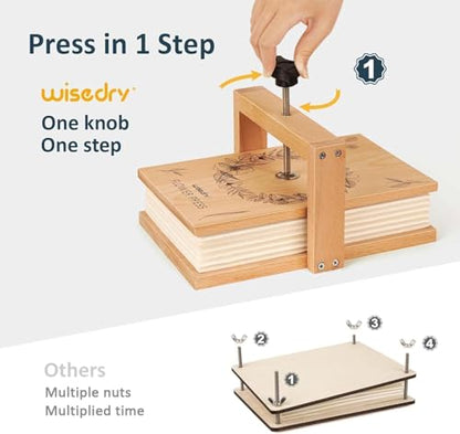 wisedry Flower Press Kit, Easy One-Step Pressing, Even Pressure, 6 Layers, 10 x 6 inch Flower Press Kit for Kids and Adults, Great Gifts for Anyone Who Loves Flowers and Crafts, Gift Box & User Guide