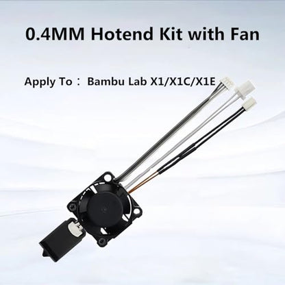X1/X1C/X1E Complete Hotend with Fan 0.4mm Hardened Steel Nozzle - color: 0.4mm Hotend for X1/X1C/X1E
