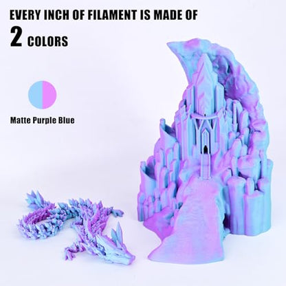 OVV3D PLA Filament 1.75mm, Matte Macaron PLA 3D Printer Filament，Dual Color PLA Sky Blue and Purple, +/-0.02mm 1kg - color: Dual-color Matte Sky Blue+ Purple