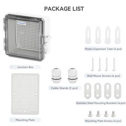 Mollom Transparent Cover Outdoor Junction Box (5.3x5.3x3In) - size: 5.3x5.3x3"
