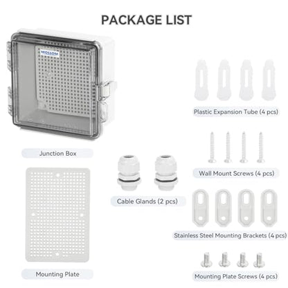 Mollom Transparent Cover Outdoor Junction Box (5.3x5.3x3In) - size: 5.3x5.3x3"