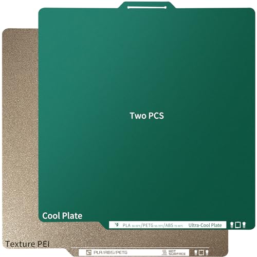 2 Packs Upgraded Cold Plate & Textured PEI Build Plate for Bambulab X2D/X1E/X1C/P2S/P1S/P1P/A1,257x257mm Double Sided Low-Temp Cool Plate + Textured PEI Powder Spring Steel Removable Printed Platform. - size: 257x257mm