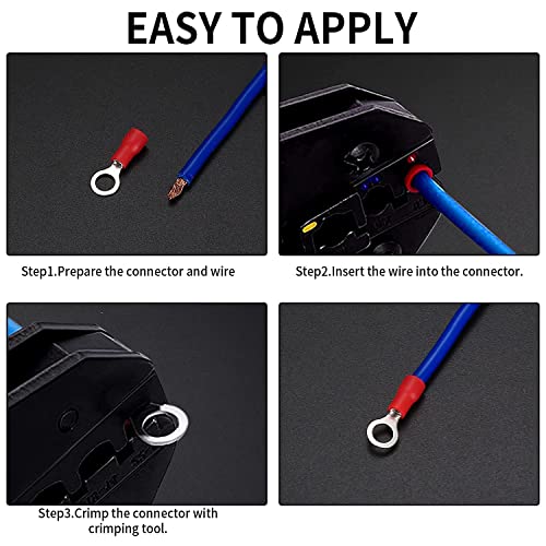 102 Pcs Disconnect Electrical O Ring Crimp Terminals Connectors Assortment Kit, Mixed Quick Wire Connectors, Insulated Electrical Wire O Ring Connectors