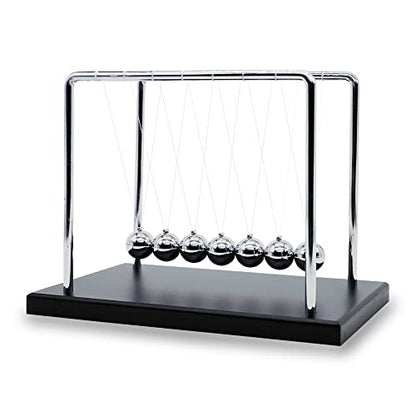 Large Newtons Cradle Pendulum with 7 Balls, 9 inch Newtons Cradle Balance Balls, Science Physics Desk Decoration, Office Home Desk Decoration, Calm Down Fidgets (Black Wooden Base) - size: Large - 7 Balls