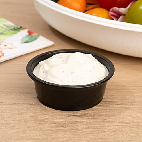 Restaurantware Portion Cups 2000 Pack of 1.5 oz Plastic Black Disposable Condiment Cup Jello Shot Spill-Resistant Sauce Container - color: Black, size: 1.5 oz