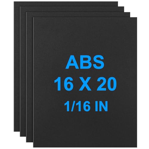 4Pack Black Thin ABS Plastic Sheet 16" x 20" x 1/16" Thick Black Rigid Thermoplastic Sheet (Upgrade Surface) 1.5MM Flexible High Tensile Large ABS Moldable Plastic Panel for Crafts, DIY, Signs - color: Black, size: 16" x 20" x 1/16"