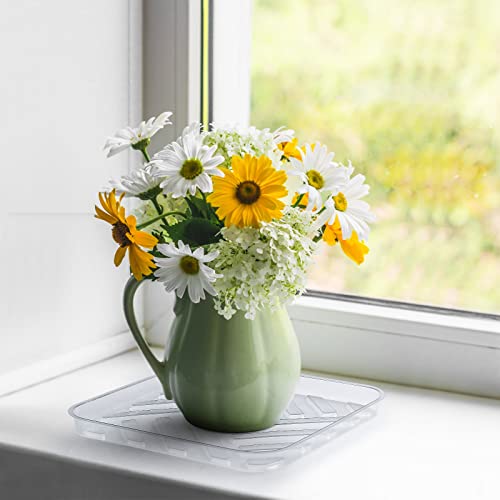 Idyllize 5 Pack 11 Inch of Plastic Plant Saucer, Square Clear Drip Trays for Indoors & Outdoor Plants, Durable Thick Saucer for Flower Pot (11") - size: 11"