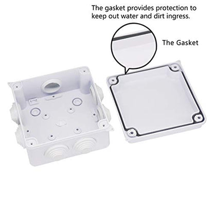 Junction Box, Zulkit ABS Plastic Dustproof Waterproof IP65 Universal Electrical Boxes Project Enclosure White 3.9 x 3.9 x 2.8 inch(100 x 100 x 70mm) - size: 3.9" x 3.9" x 2.8"