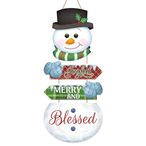 HLNIUC Snowman Christmas Decorations Indoor, Merry Christmas Sign, Xmas Signs For Home Decor, Winter Wall Decor Art, Snow Porch Sign, House Warming Gifts New Home, Holiday Signs Outdoor - color: Snowman