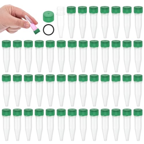 PATIKIL 1.5mL Plastic Cryogenic Vial, 48Pcs Cryogenic Storage Tube Lab Frozen Test Tube Container Storage Screw Cap for Lab Laboratory Science, Green Clear - color: Green