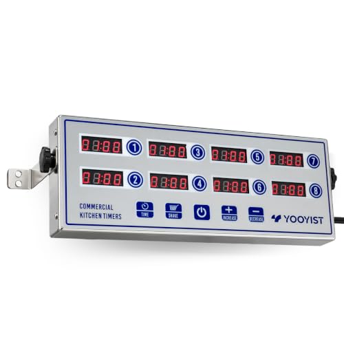 8 Channel Commercial Kitchen Timer Digital Stainless Steel Timer - color: Silver