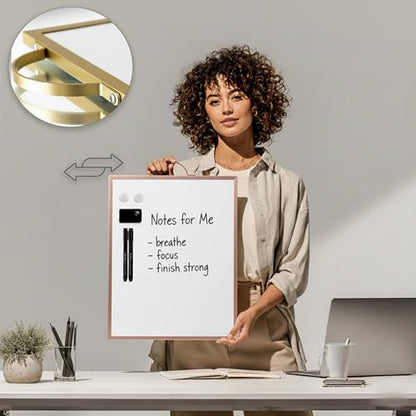 Magnetic Dry Erase Board 12x16 with Handle, Double Sided Portable Rose Gold Whiteboard for Home, Office, School & Kitchen - style: Rose Gold Handle