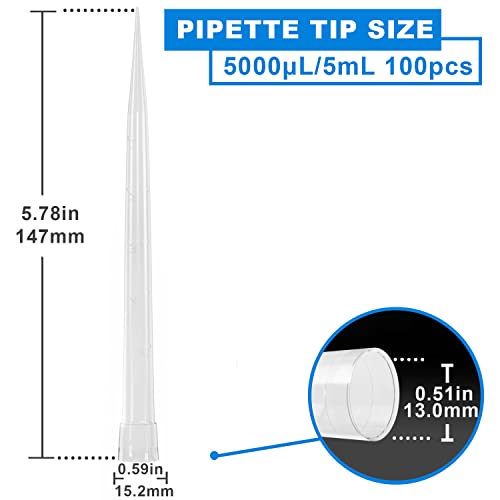 ONiLAB 5mL Universal Pipette Tips, 100 Pcs, DNase/RNase Free - size: 5000ul/5mL-100pcs