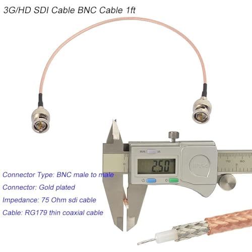 Superbat 3G HD SDI Cable BNC Jumper 30cm 75 Ohm RG179 Jumper for Cameras - size: 30cm