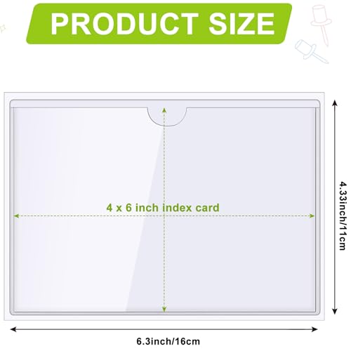 Chinco 50 Pack 4" x 6" Clear Adhesive Pockets, Index Card Pockets With Top Open Loading, Plastic Labels Holders for Organizing Storage Bins, Library Card, Drawer, and Protecting Your Cards - size: 4.3 x 6.3 Inches