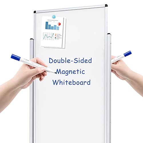 VIZ-PRO Double-Sided Magnetic Stand Whiteboard, 48 X 24 Inches, Aluminium Frame & Stand