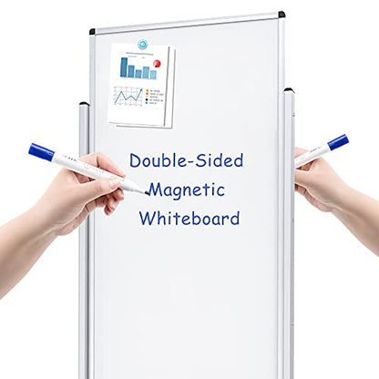 VIZ-PRO Double-Sided Magnetic Stand Whiteboard, 48 X 24 Inches, Aluminium Frame & Stand