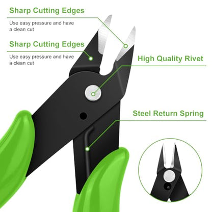 Ainiv Wire Cutters, 1PCS Spring-loaded Side Cutters Flush Diagonal Cutters - color: Green Wire Cutter-1pcs, size: 1pcs