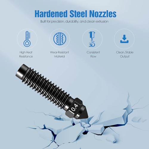 Nozzles Kit for Elegoo Centauri Carbon (0.2/0.4/0.6/0.8mm) 6-Pack Hardened Steel Nozzle Kit – Wear-Resistant & High-Temperature Resistant, 3D Printer Extruder Hotend Accessories - color: Nozzle Kit