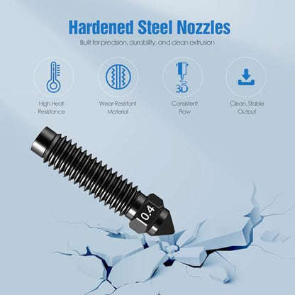 Nozzles Kit for Elegoo Centauri Carbon (0.2/0.4/0.6/0.8mm) 6-Pack Hardened Steel Nozzle Kit – Wear-Resistant & High-Temperature Resistant, 3D Printer Extruder Hotend Accessories - color: Nozzle Kit
