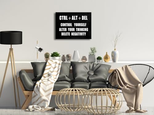 Pyradecor Motivational CTRL+ALT+DEL Classroom Positive Quotes Inspirational Poster Canvas Prints Wall Art for Office Living Room Home Decorations - color: CTRL+ALT+DEL, size: 16"L x 12"W