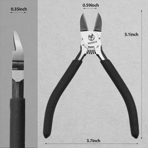 5-Inch Precision Flush Cutter, Ultra-Sharp CR-V Steel Sprue Cutter with Spring-Loaded Handles, Side Cutting Pliers for Model Kits, Electronics, Jewelry Making & 3D Printing