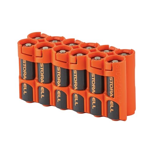 Storacell AA-12 Battery Storage Caddy and Dispenser, Orange - color: Orange