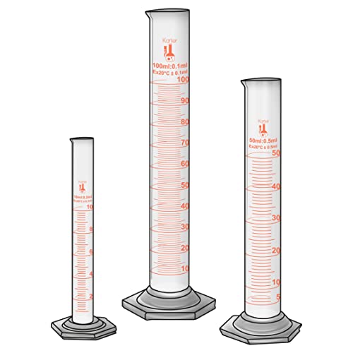 213C2 Karter Scientific Glass Graduated Cylinder 3 Piece Set 10, 50 & 100ml - size: SET, style: SET