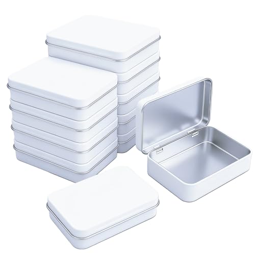 12-Pack White Hinged Tin Boxes for Hardware - color: White, size: 12 Pcs 4.5" x 3.5" x 0.9"